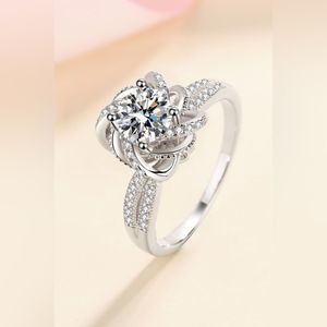 1 Carat Moissanite 925 Sterling Silver Ring Certified